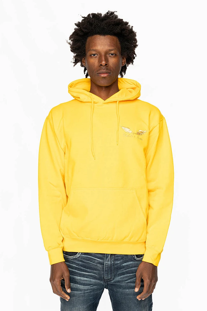 PULLOVER HOODIE YELLOW WITH GOLD WINGS EMBROIDERY