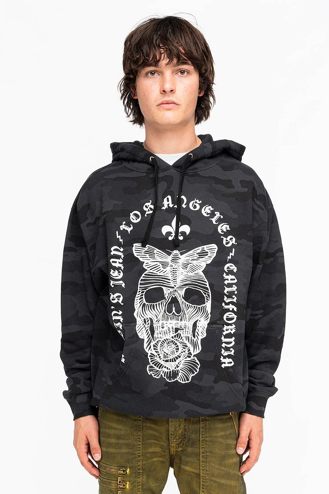 FLEUR-DE-LIS SKULL HOODIE BLACK CAMO