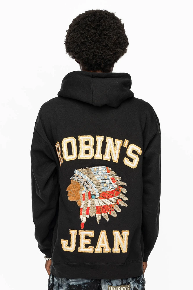 ROBIN’S HEAVY WEIGHT NATIVE AMERICAN CHIEF PULLOVER HOODIE