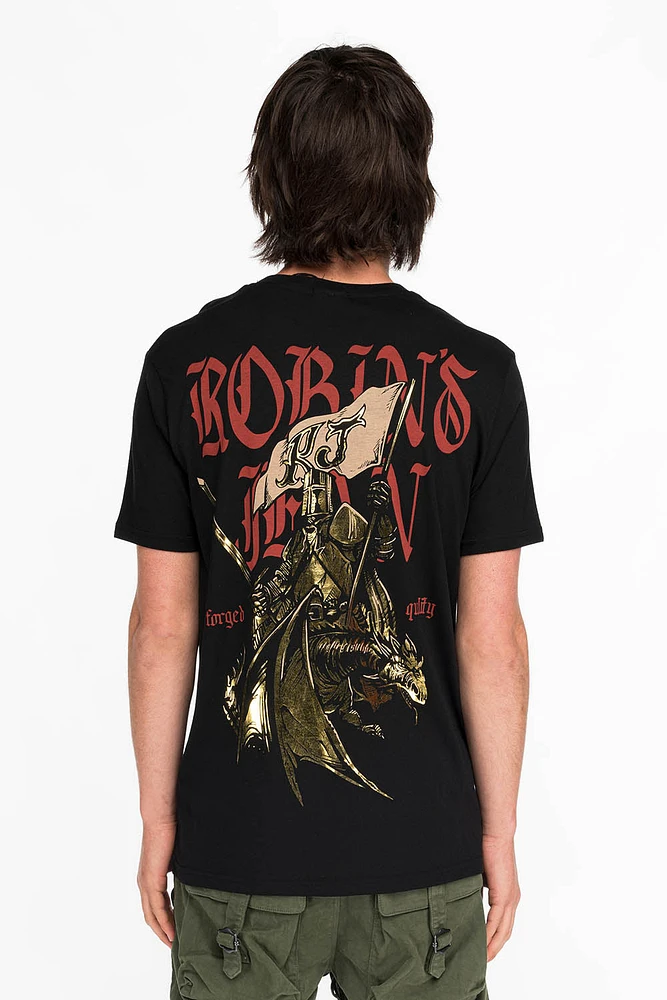 DRAGON KNIGHT TEE WITH GOLD FOIL PRINT BLACK