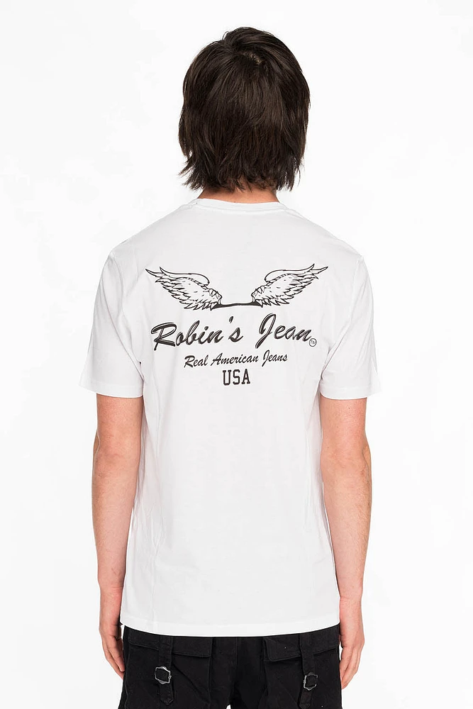 ROBIN WINGS TEE WHITE BLACK