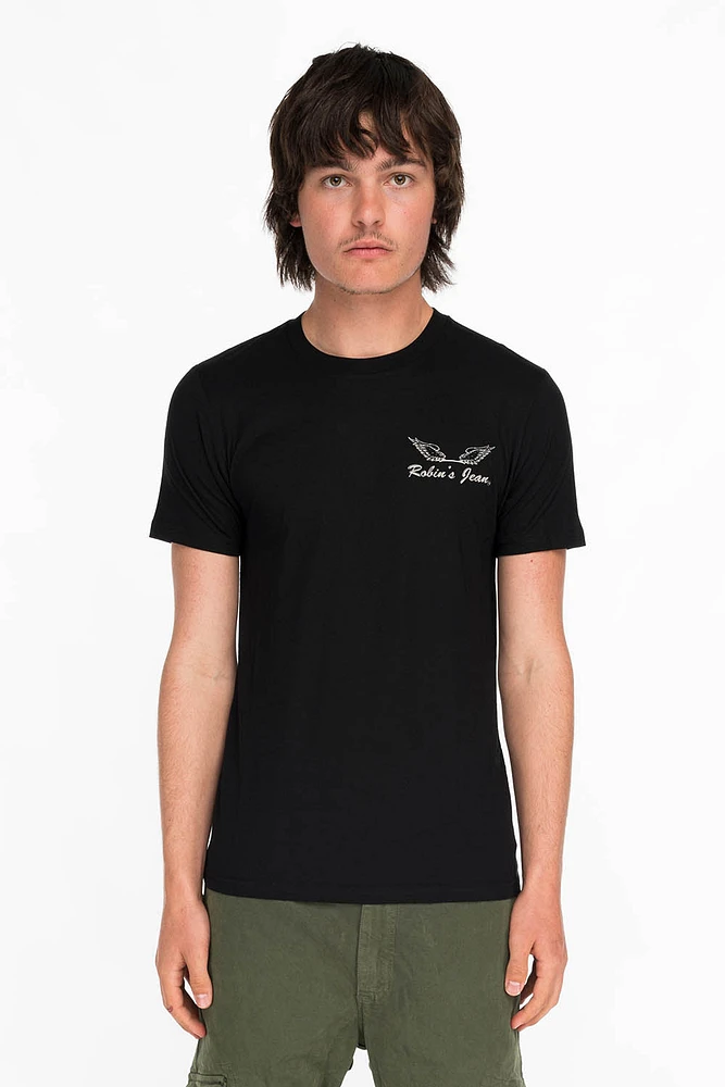 ROBIN WINGS TEE BLACK WHITE