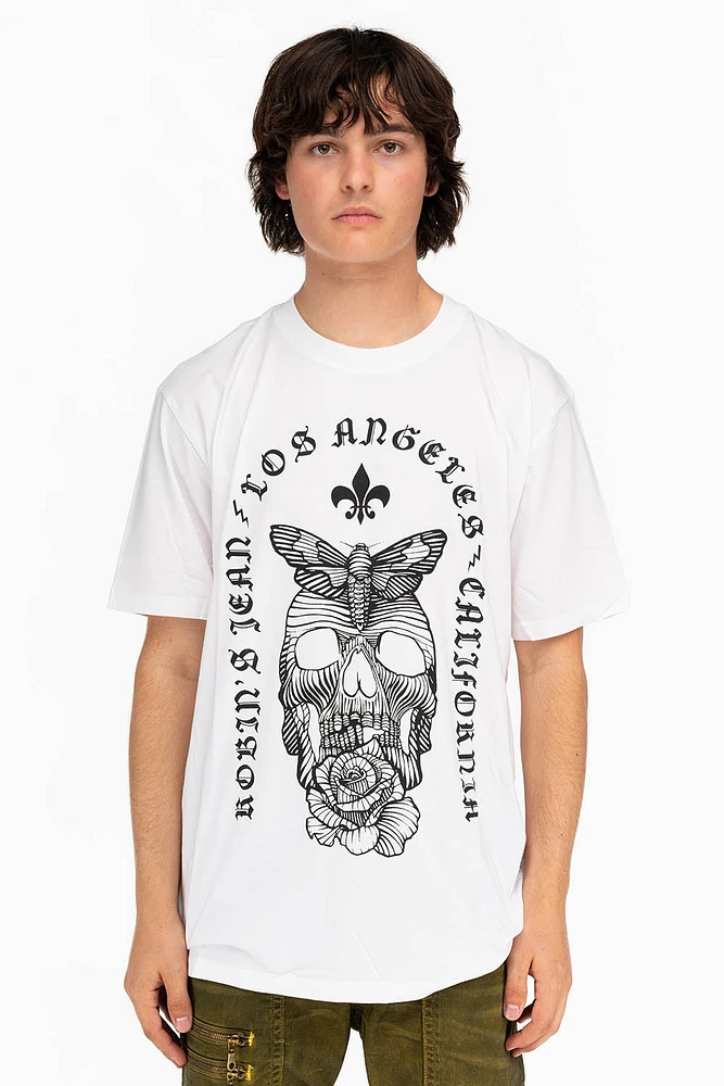 FLEUR-DE-LIS SKULL TEE WHITE