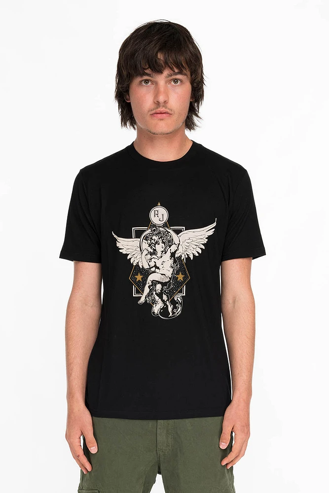 CRYSTAL CHERUB TEE BLACK