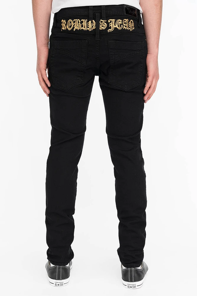SKINNY PURE BLACK WITH GOLD O.E. LOGO