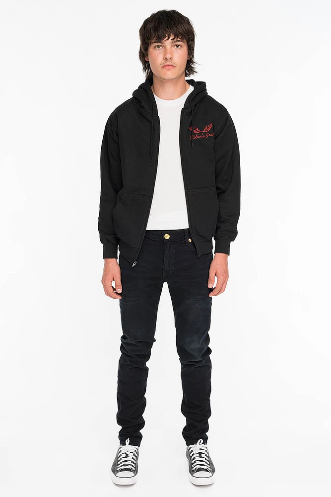 KILLER FLAP MENS SKINNY JEANS F_UP BLACK WITH GOLD O.E. LOGO