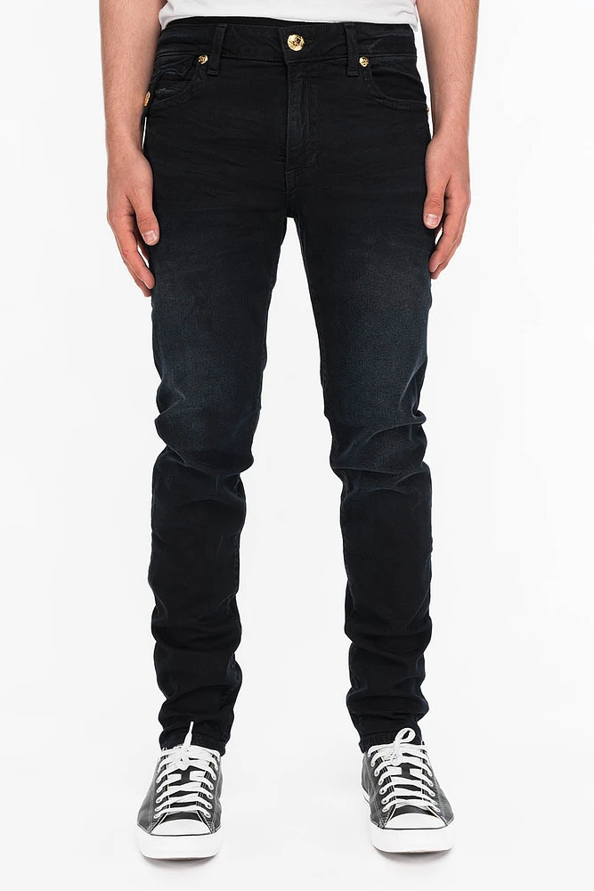 KILLER FLAP MENS SKINNY JEANS BLACK WITH GOLD O.E. LOGO