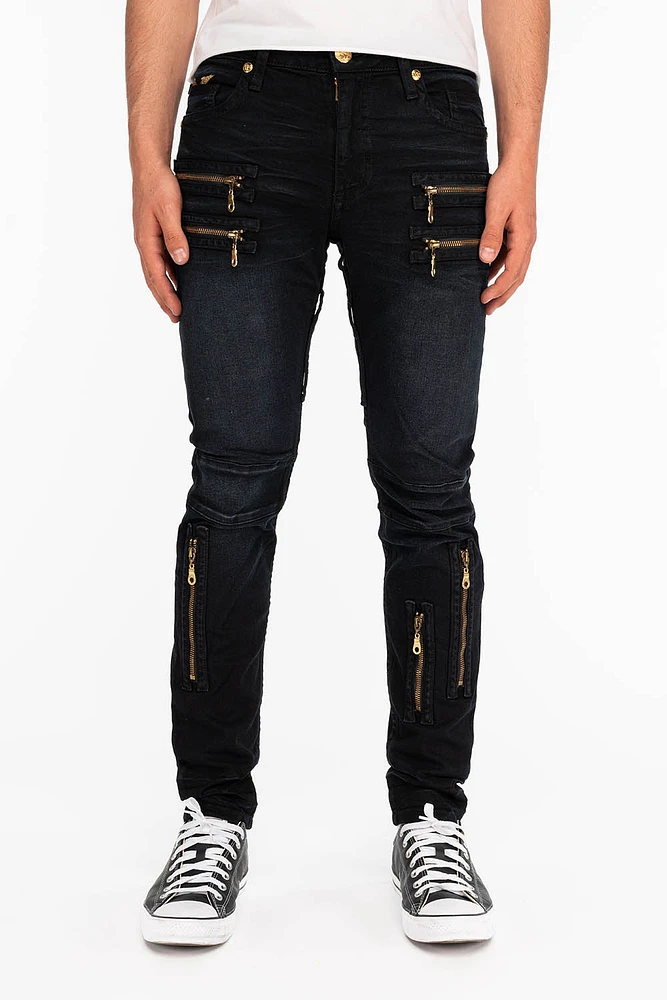NEW BIKER F_UP BLACK WITH GOLD EMBROIDERED O.E SCRIPT
