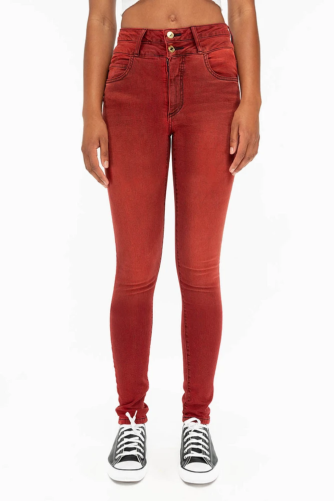 ROBIN'S DOUBLE WAIST SKINNY F-UP RED