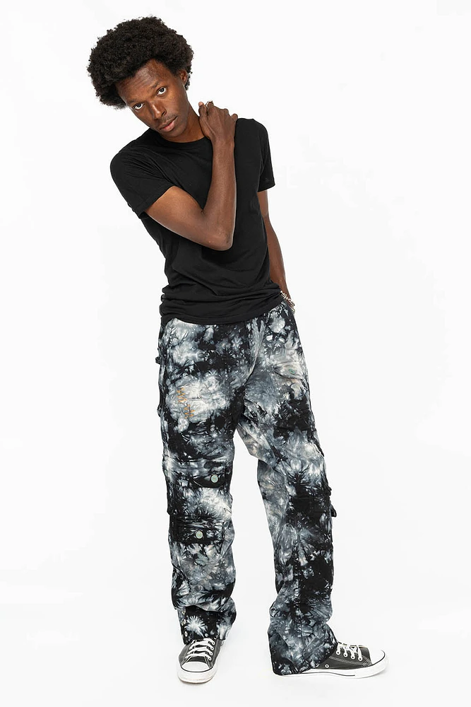 ORIGINAL ROBIN’S JEAN CALL OF DUTY CARGO PANTS CRYSTAL TIE DYE BLK