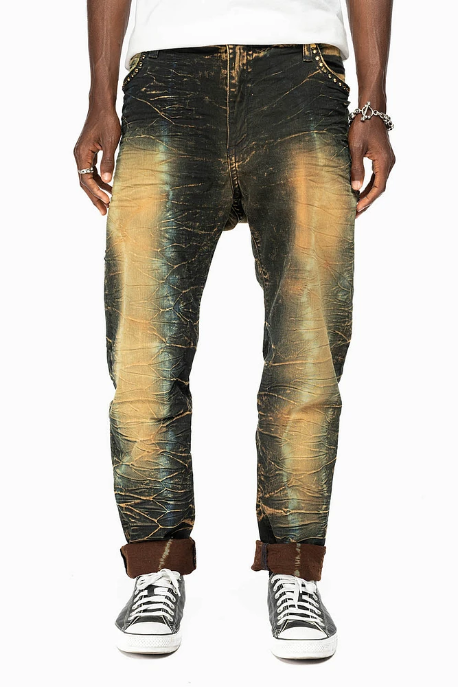 SKINNY MENS JEANS 4D DARK PERU WASH WITH AURUM CRYSTALS