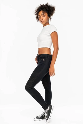 ROBIN'S WOMENS SKINNY MOTO JEANS PURE BLACK