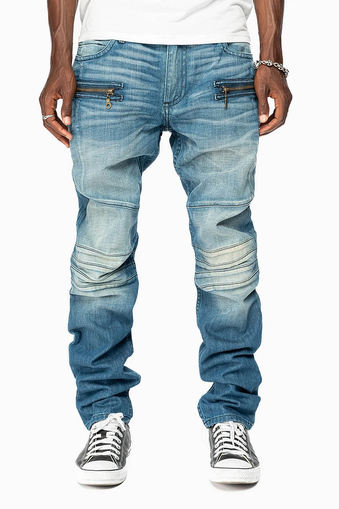 ROBINS RED LABEL BIKER JEANS MEDIUM BLUE WASH
