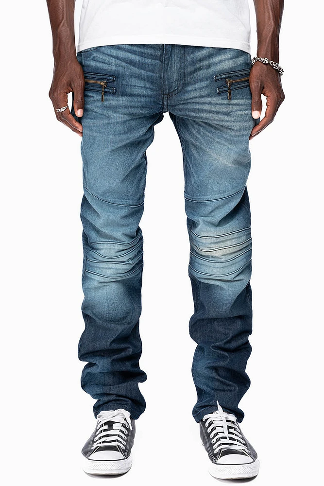 ROBINS RED LABEL BIKER JEANS DARK BLUE WASH