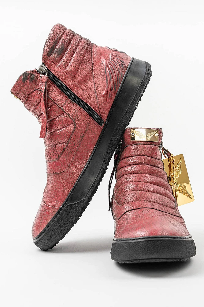 MENS MID TOP BIKER SHOES CRACKLED