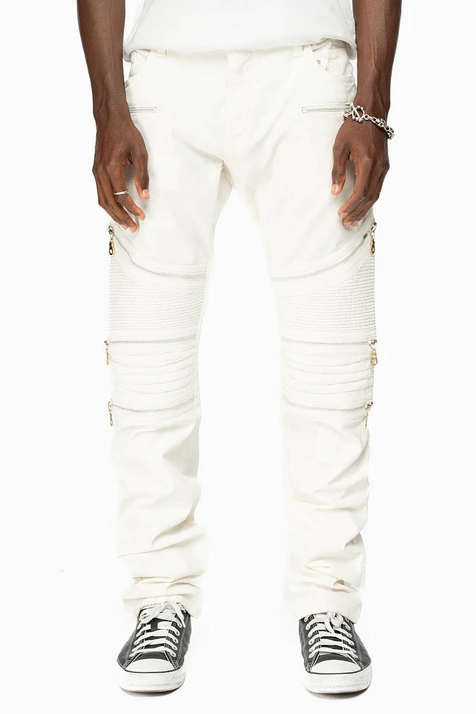 MENS THE SHOW BIKER JEANS WHITE COATING WASH