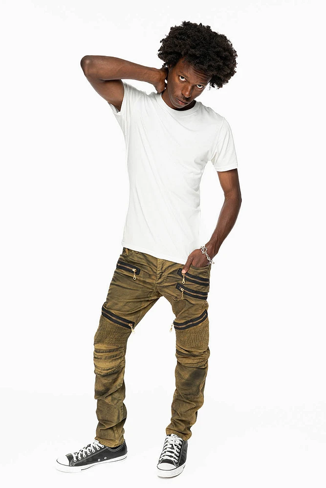 LONG FLAP BIKER SUPER NATURAL OLIVE WASH