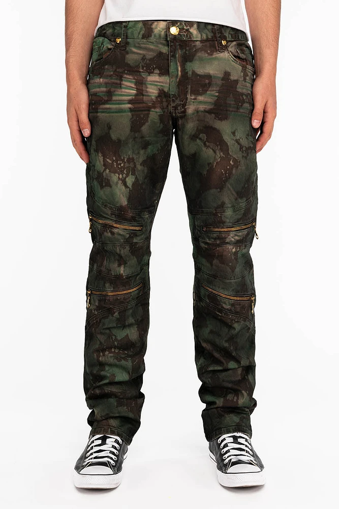 MENS BIKER JEANS TIE DYE CAMO