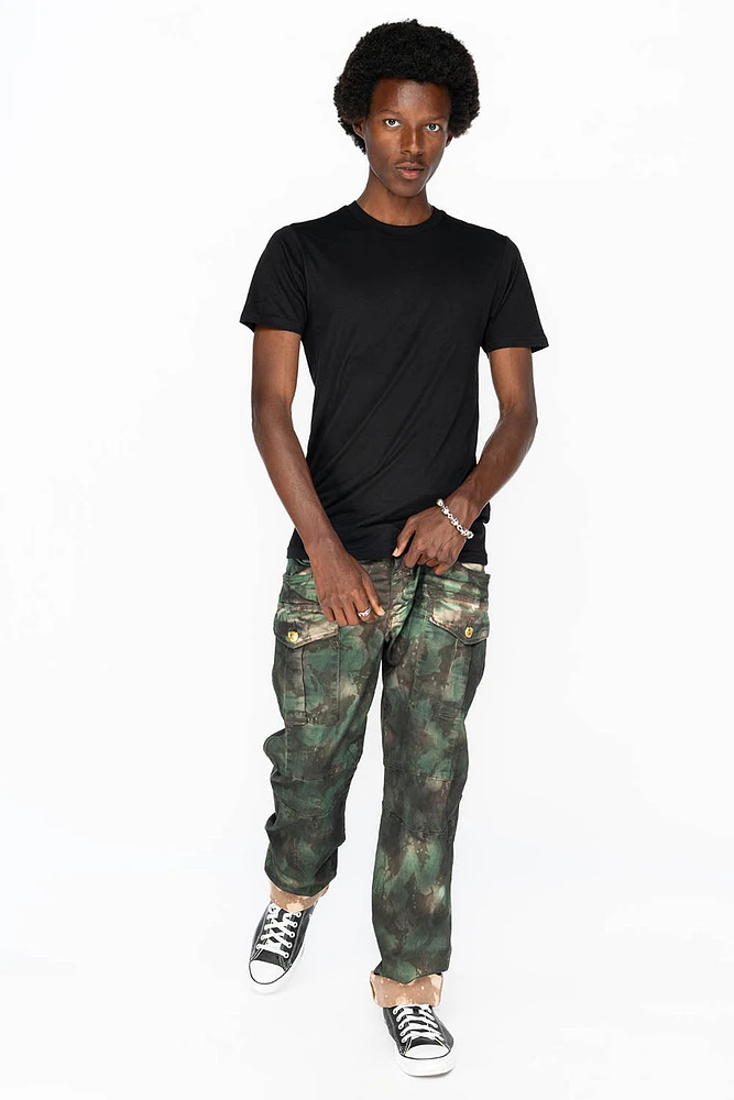 BOMBER POCKET PANTS TIE DYE CAMO GREEN