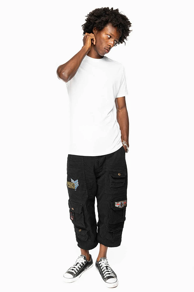 ORIGINAL ROBIN’S JEAN LIMITED EDITION CALL OF DUTY CARGO SHORT PURE BLK WITH PATCH