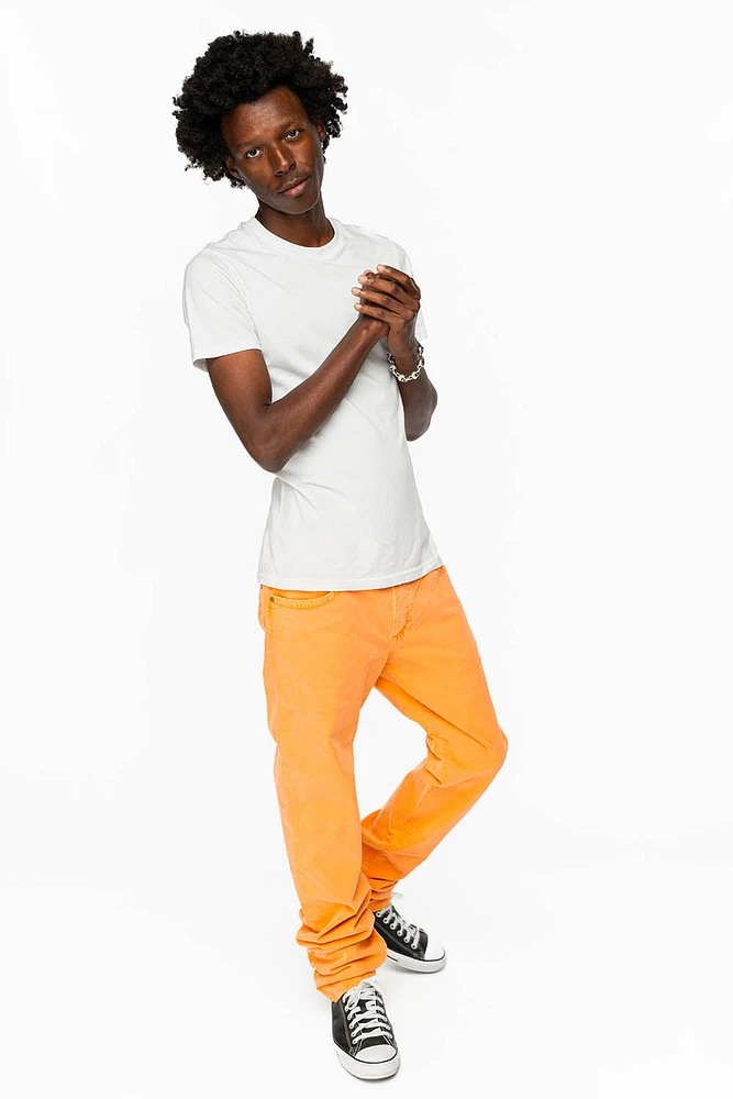 CLASSIC 5 POCKET SLIM LEG JEANS PASTEL ORANGE