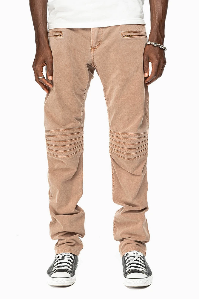 MENS MOTO BIKER JEANS KHAKI WASH