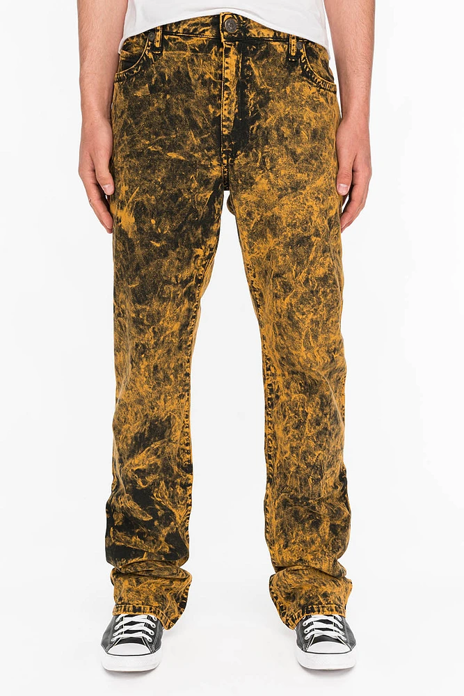 DOUBLE FLAP JEANS TIE DYE MUSTARD