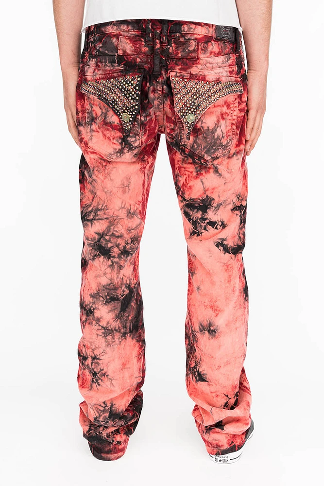 MENS CLASSIC STRAIGHT LEG LONG FLAP JEANS APACHE WITH CRYSTALS
