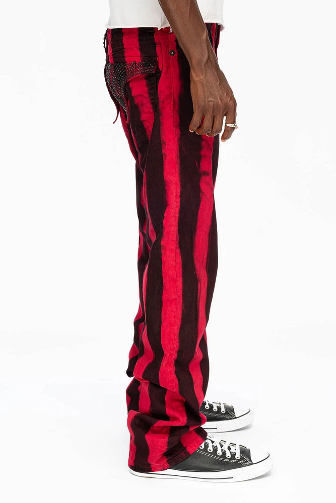 MENS CLASSIC STRAIGHT LEG LONG FLAP JEANS PRISONER BLACK AND WITH CRYSTALS