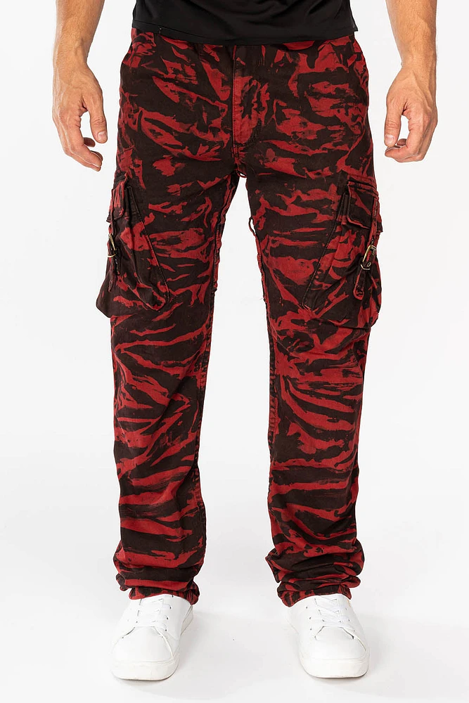 MENS MILITARY STYLE CARGO PANTS TORNADO RED