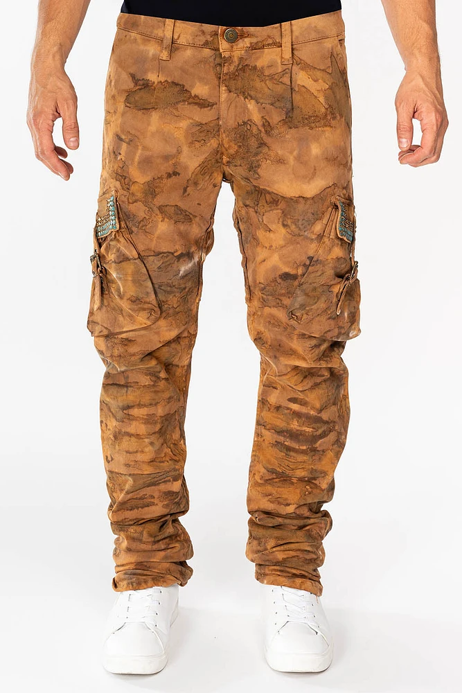 MENS PREDATOR CARGO PANTS WITH CRYSTALS MUD BROWN