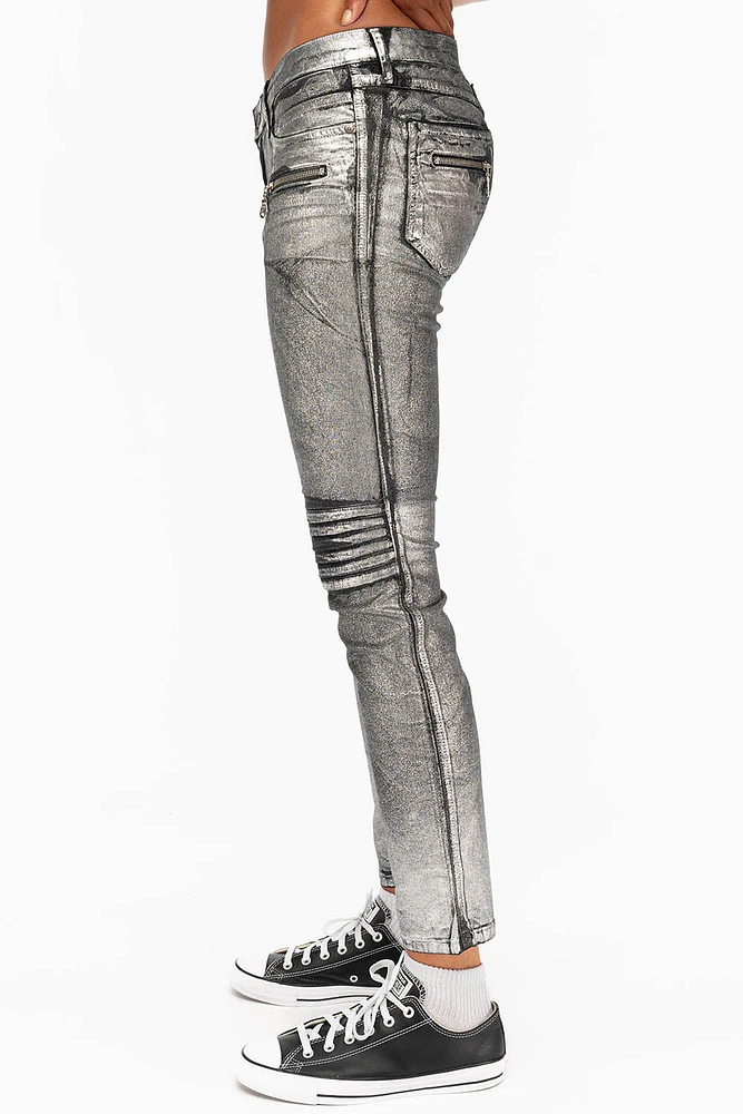 ROBIN'S BIKER WOMENS JEANS DECAL SILVER