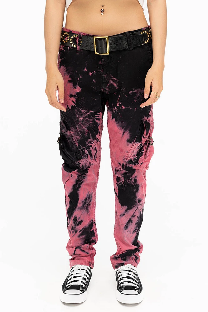 MILITARY STYLE WOMENS CARGO PANTS TIE DYE