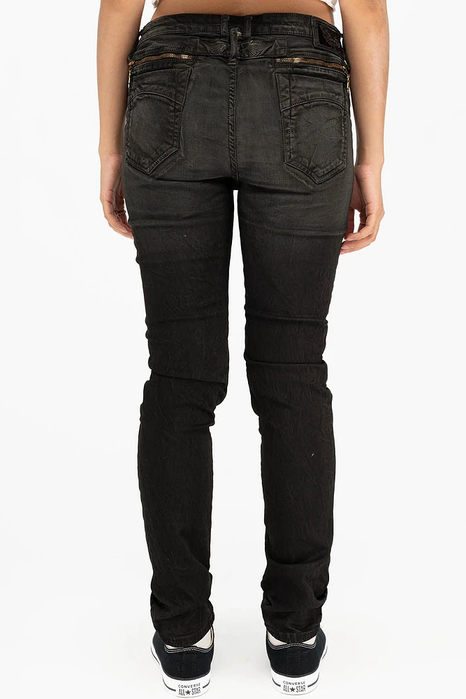 ROBIN'S MILITARY INSPIRED WOMENS SKINNY UTILITARIAN JEANS LA BLACK