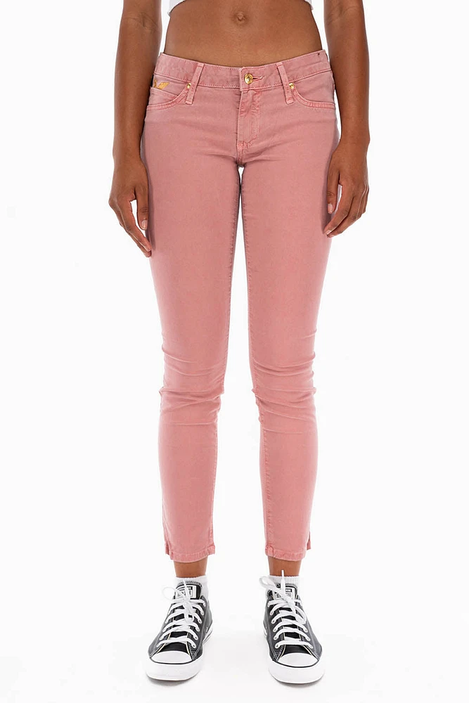 WOMENS SKINNY JEANS STRAWBERRY WITH GOLD EMBROIDERY AND LOGO