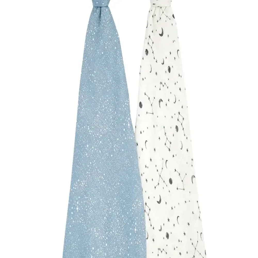 Essentials Silky Soft Muslin Swaddles 2 Pack - Cosmic galaxy