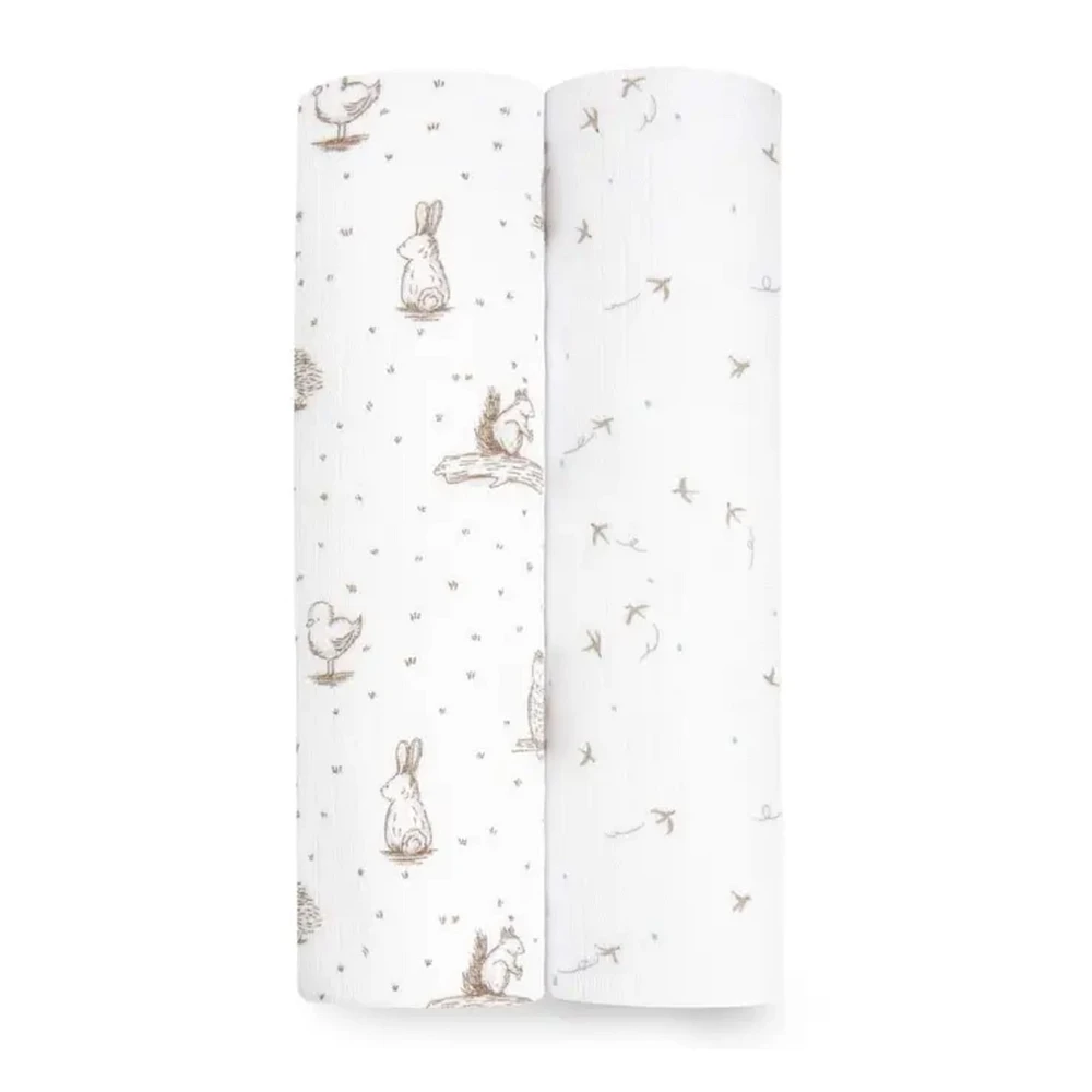 Lot de 2 Couvertures en mousseline de coton Silky Soft Essentials - Nature apaisante