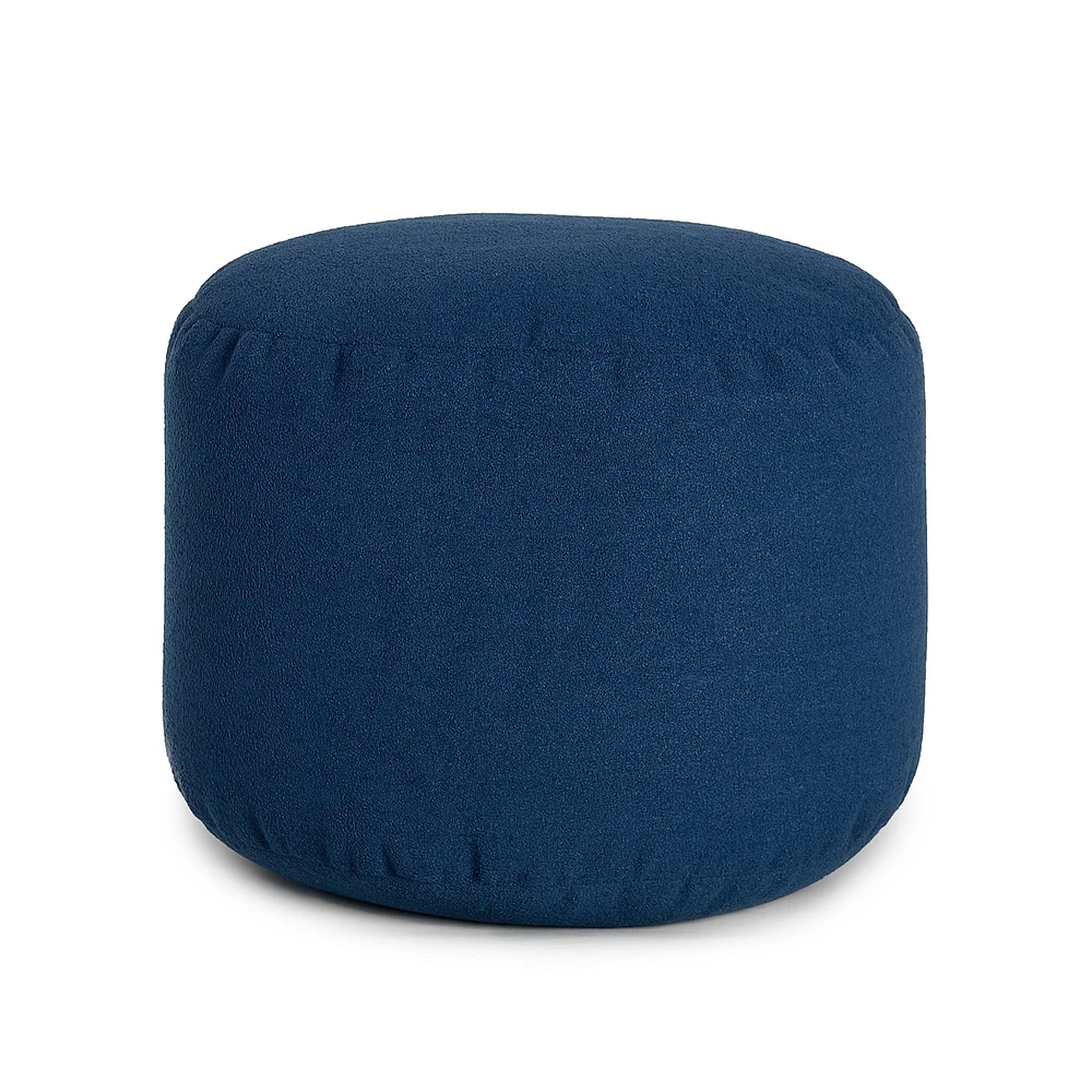 Pouf Repose-Pieds Rond - Bleu Océan