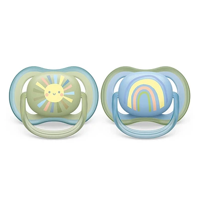 Ultra Air Pacifier 0-6m Smiling Sun / Blue Rainbow 2-pack