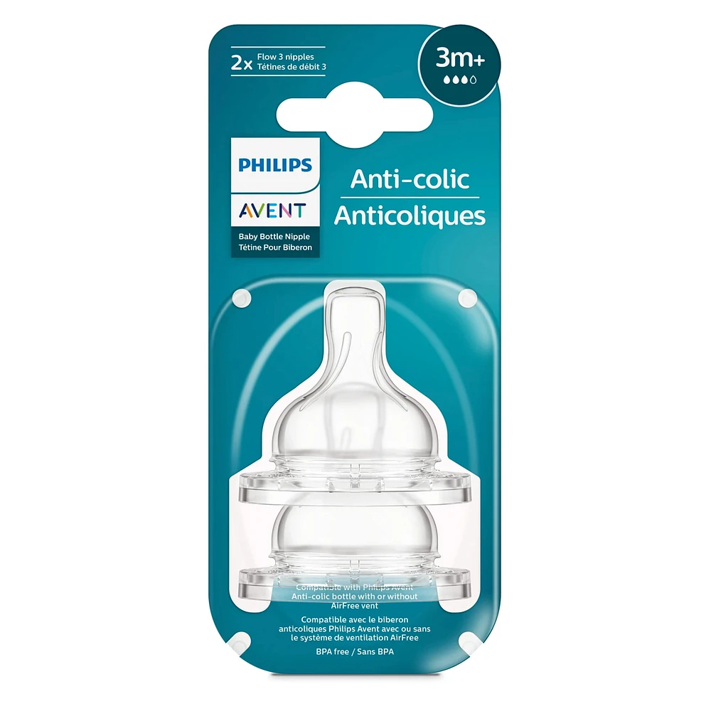 Anti-colic Flow 3 Nipples 3m+ (2)