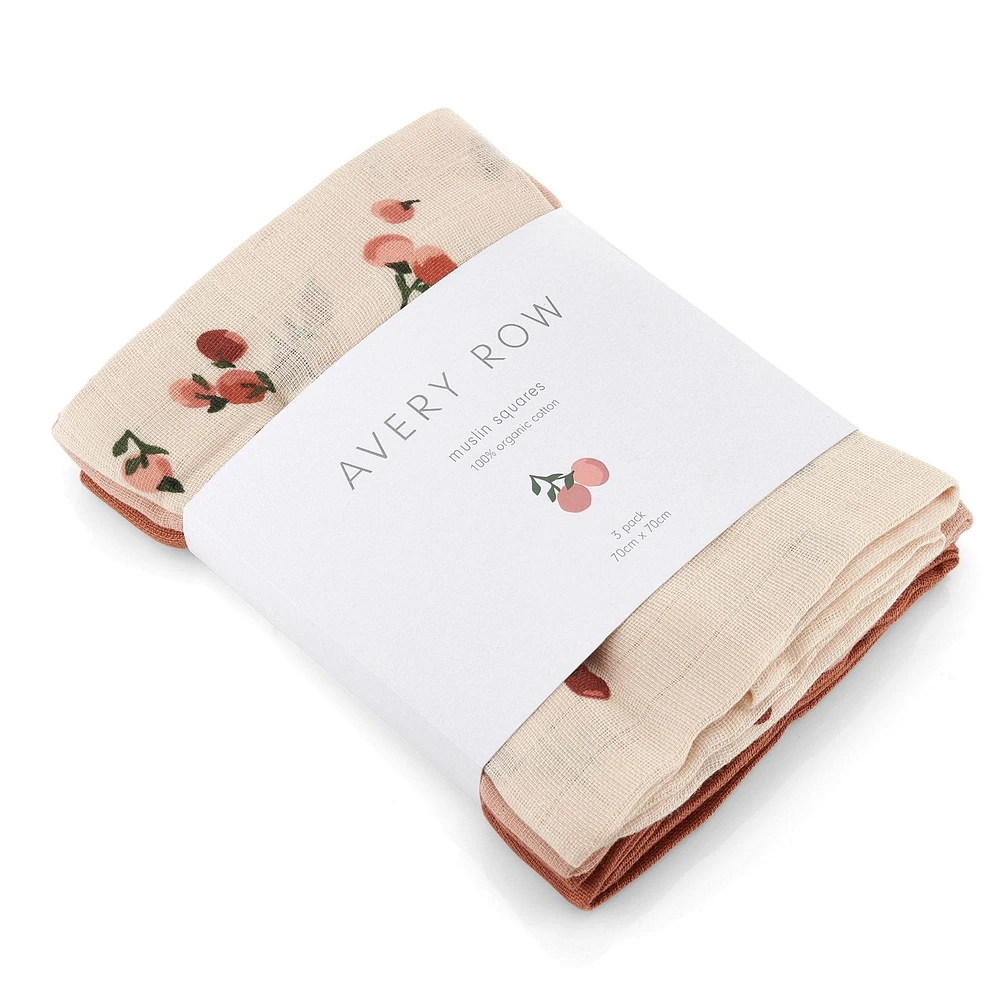 Organic Baby Muslin Blanket Set of 3 - Peaches
