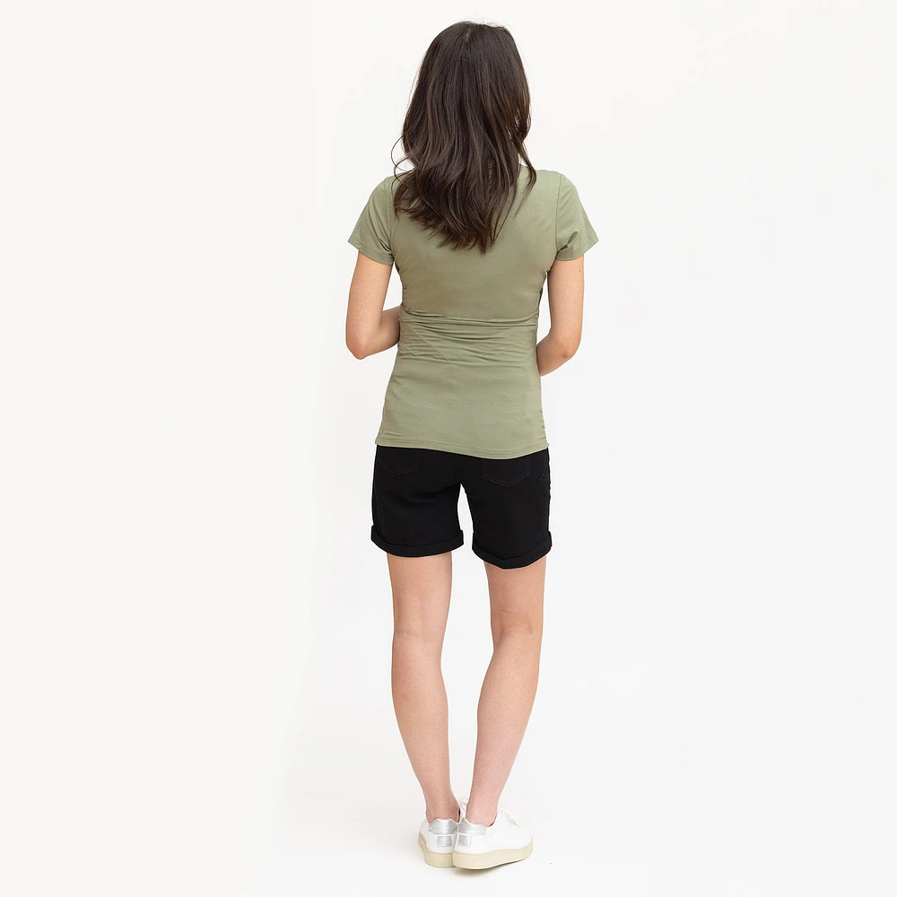 Black Maternity Denim Shorts