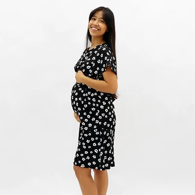 Robe Maternité Florale Noire