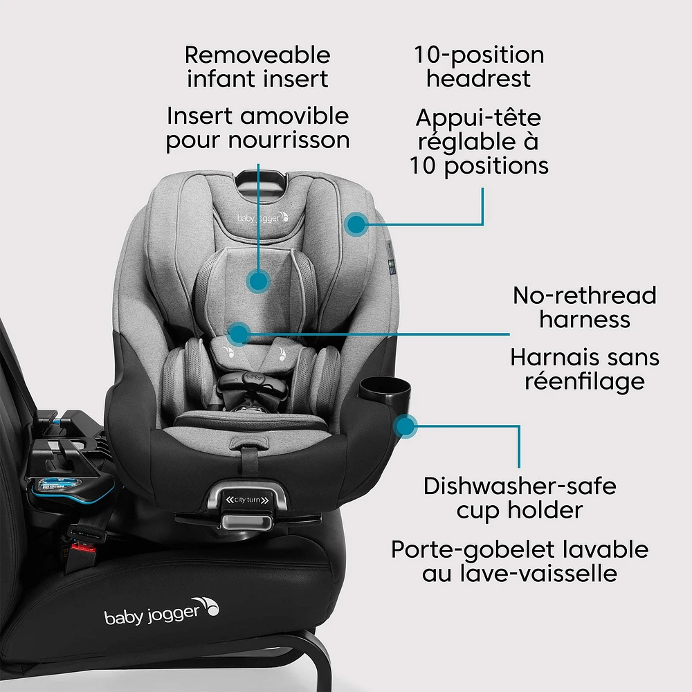 City Turn™ Rotating Convertible Car Seat - Onyx Black