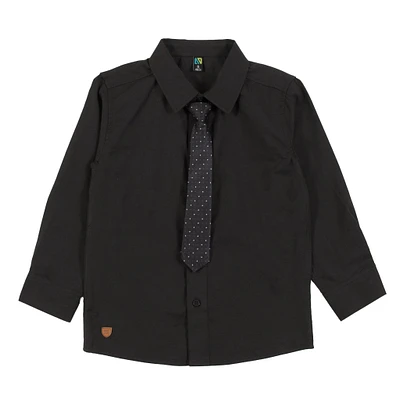 Chemise Manches Longues Cravate Noire 2-12ans