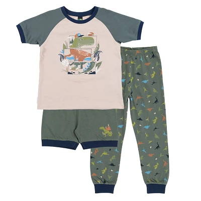 Dinos 3 Pieces Pajamas 2-12y