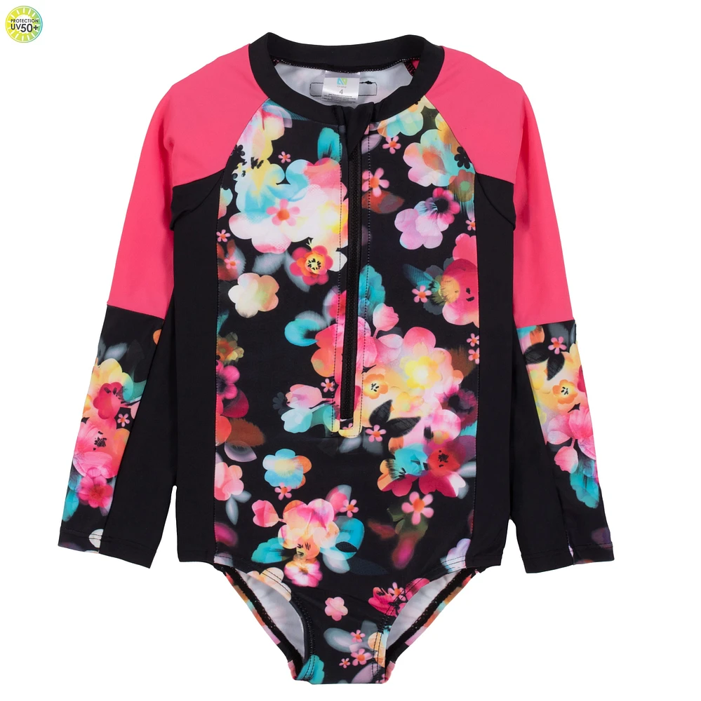 Maillot UV Manches Longues Fleurs 4-14ans