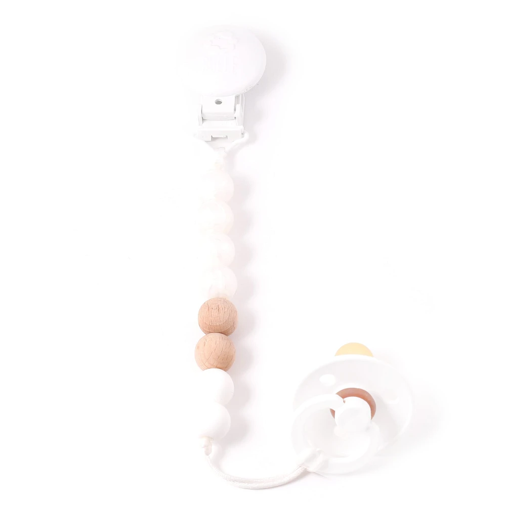 Maxi Wood Pacifier Clip - Pearl