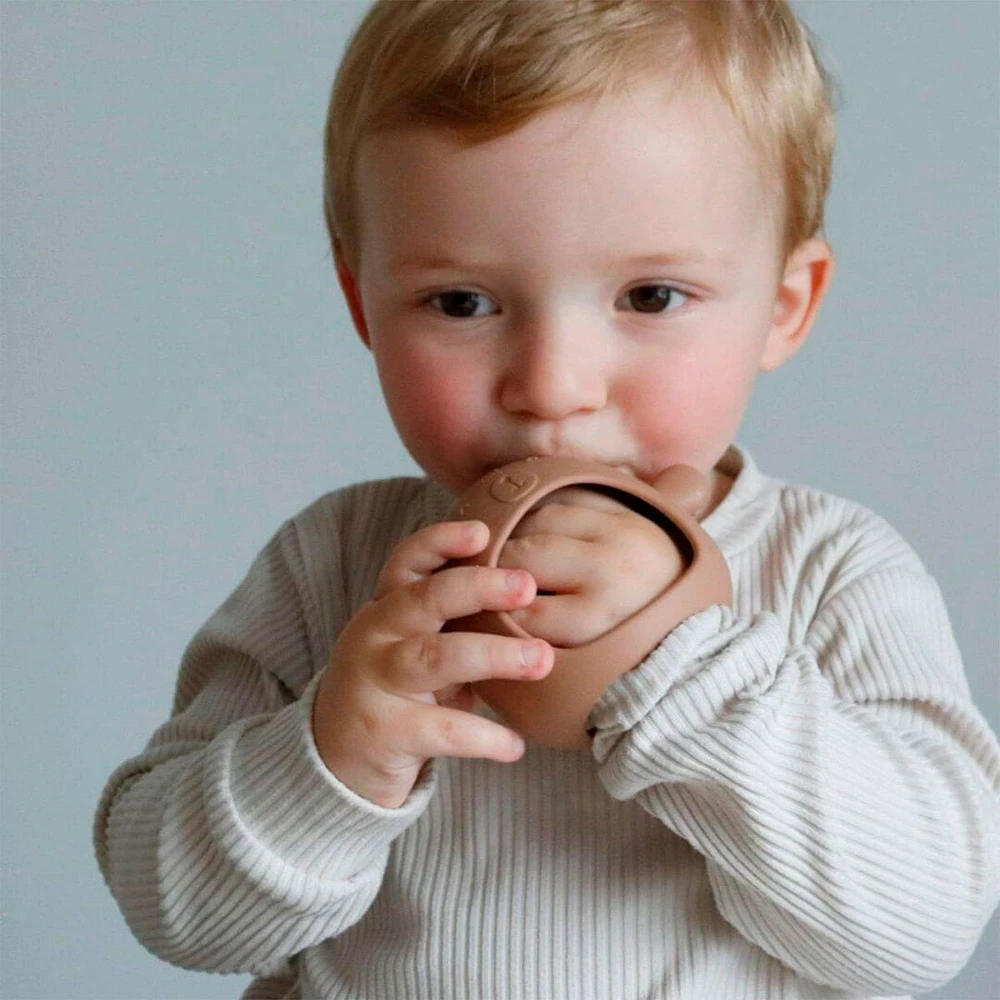 Silicone Teething Mitt - Taupe Bear