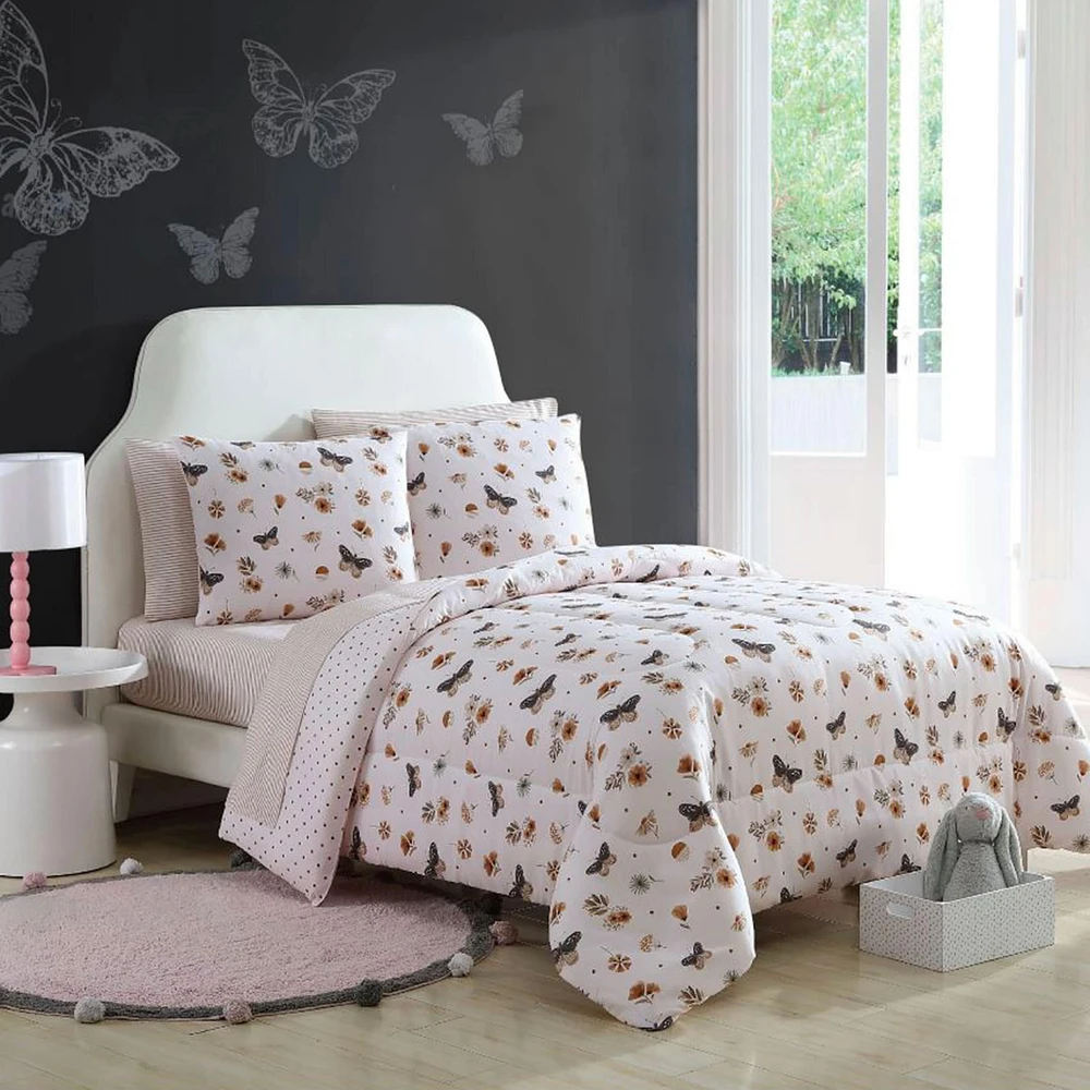 Douillette Lit Simple - Fleurs Papillon